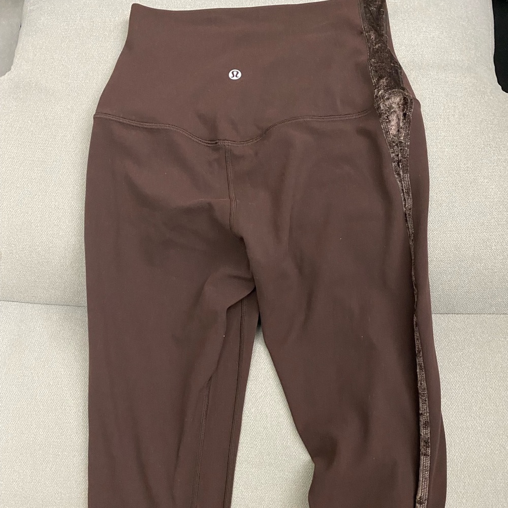 Lululemon align super high rise crushed velvet in french press burgundy